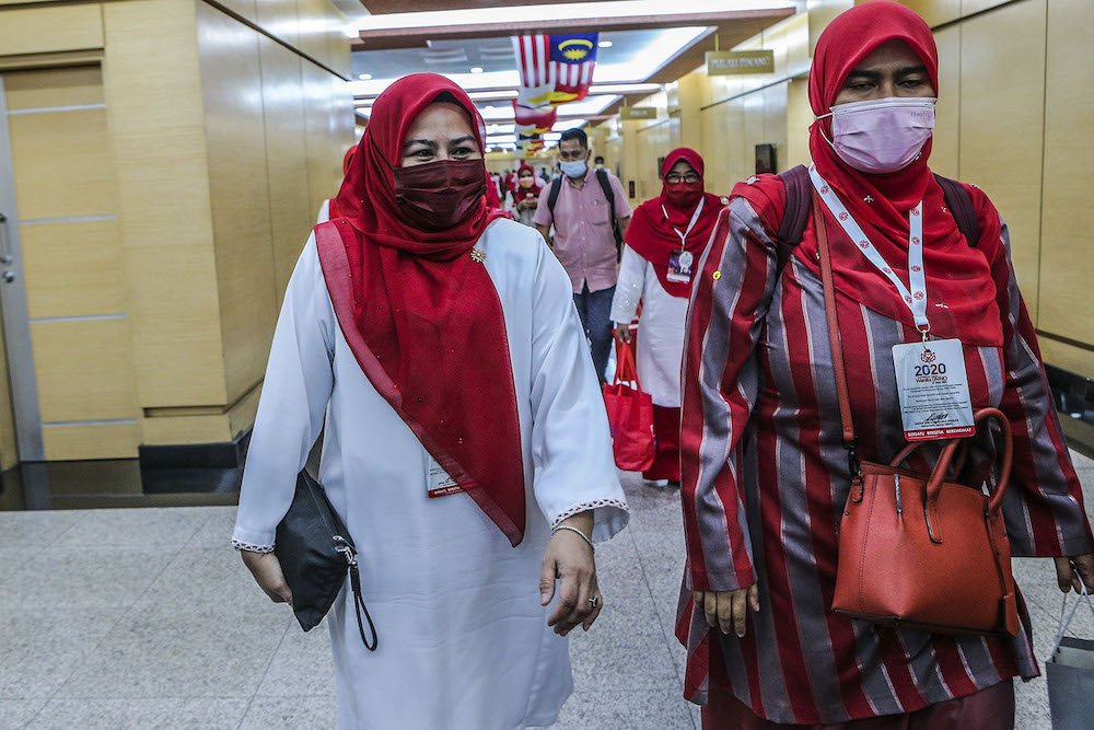 Wanita Umno chief, Datuk Seri Noraini Ahmad is pictured at the 2020 Umno annual general meeting in Kuala Lumpur March 27, 2021. u00e2u20acu201d  Photo by Hari Anggara.nn