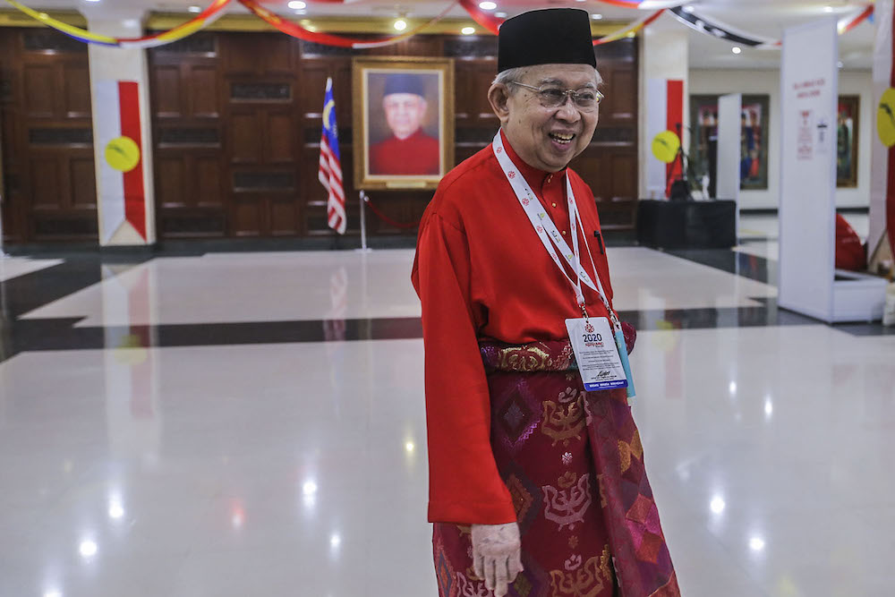 Gua Musang MP Tan Sri Tengku Razaleigh Tengku Mohd Hamzah is pictured at Umno’s general assembly in Kuala Lumpur March 28, 2021. ― Picture by Hari Anggara.
