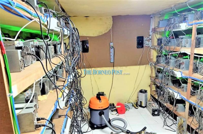 Some of the mining machines seized during the raid. u00e2u20acu201d Borneo Post Online pic