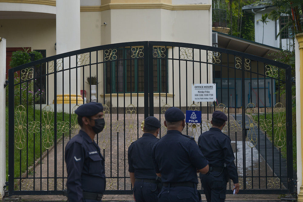Today the North Korean flag and a plaque were taken down from the countryu00e2u20acu2122s embassy and the gates were chained up. u00e2u20acu201d Picture by Miera Zulyana