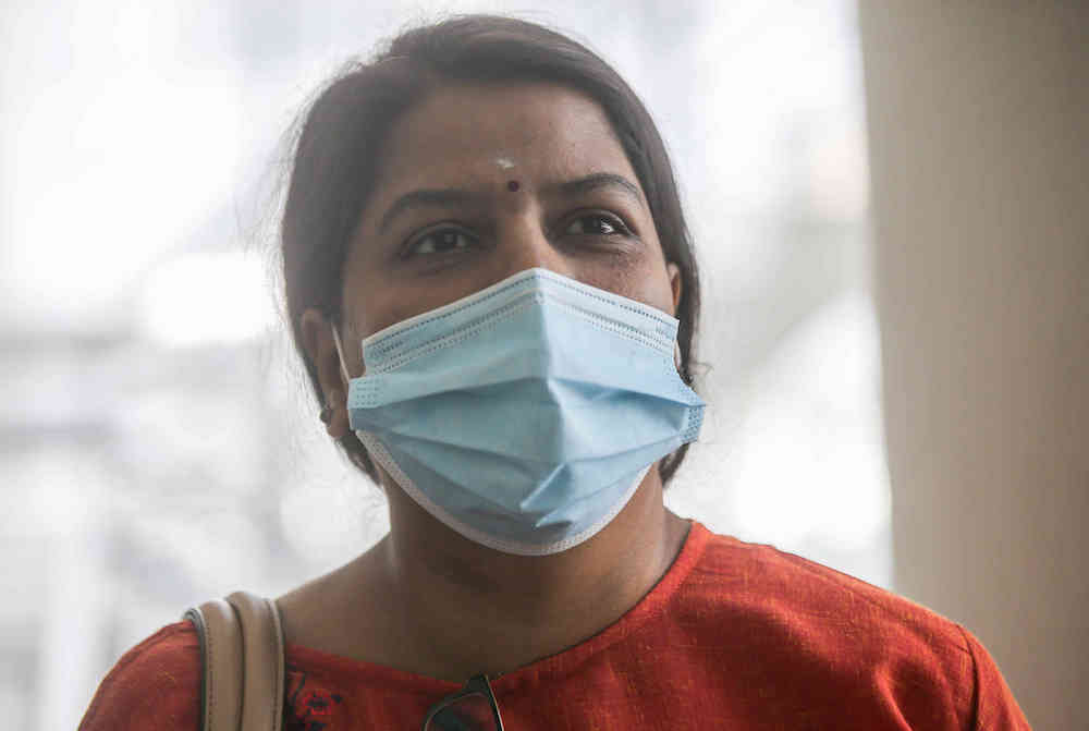 M. Indira Gandhi is seen at the High Court in Ipoh March 22, 2021. u00e2u20acu201d Picture by Farhan Najib