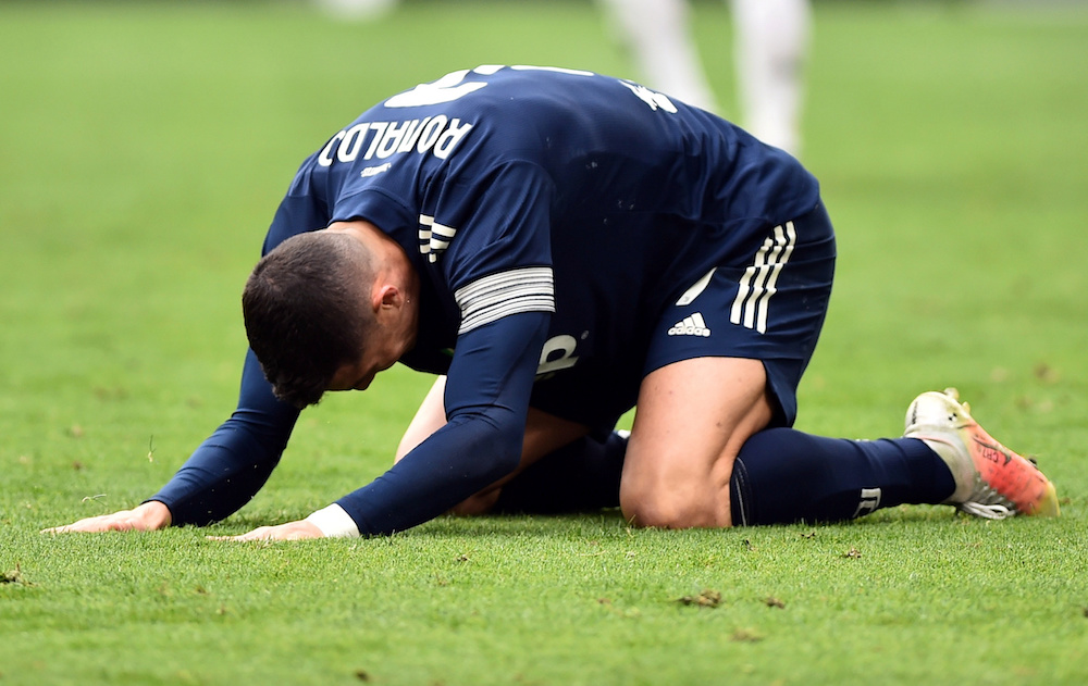 Juventus' Cristiano Ronaldo reacts after the match against Benevento in Turin March 21, 2021. u00e2u20acu201d Reuters pic 