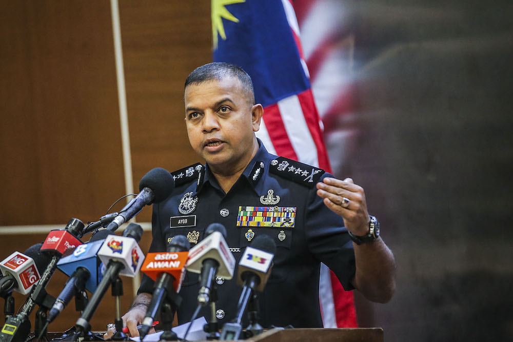 Johor police chief Datuk Ayob Khan Mydin Pitchay speaks during a press conference at Bukit Aman March 30, 2021. u00e2u20acu2022 Picture by Hari Anggara