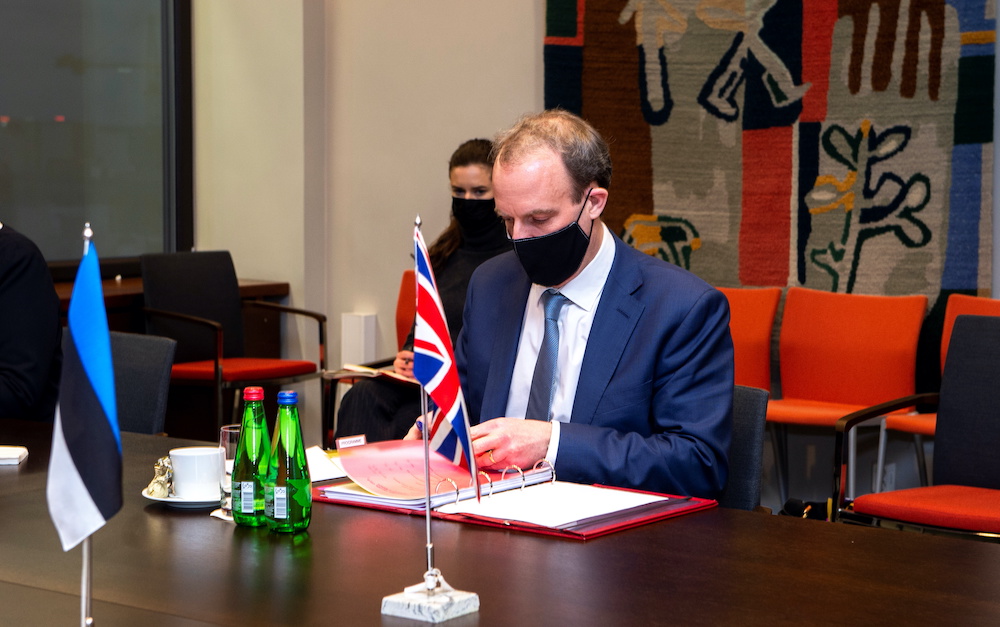 Britainu00e2u20acu2122s Foreign Secretary Dominic Raab in Tallinn, Estonia March 10, 2021. u00e2u20acu201d Reuters picnn