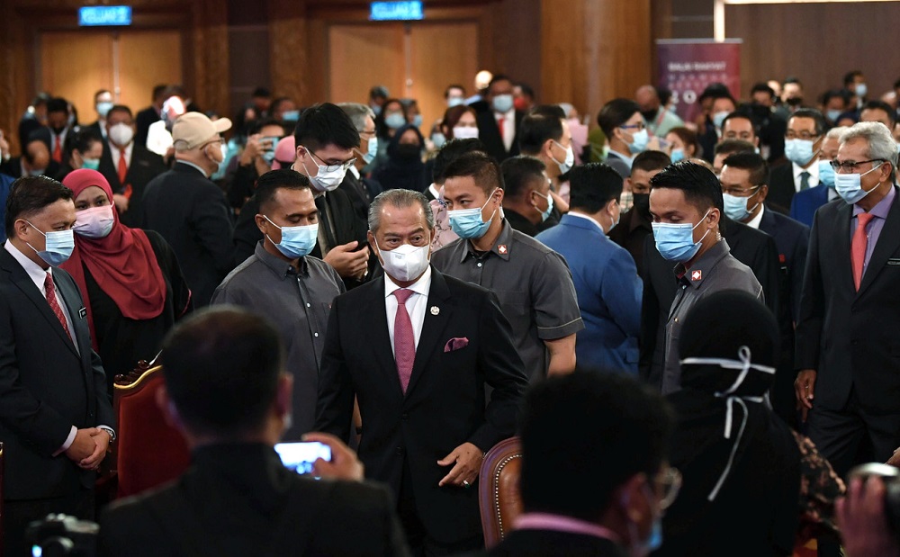 Prime Minister Tan Sri Muhyiddin Yassin attends the u00e2u20acu02dcProsper Together With Sabah 2030u00e2u20acu2122 townhall session at the Sabah State Administrative Centre in Kota Kinabalu March 22, 2021. u00e2u20acu201d Bernama pic