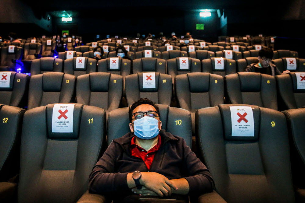 A general view inside the GSC cinema after first day of reopening in Mid Valley shopping centre March 5, 2021. u00e2u20acu2022 Picture by Hari Anggaran