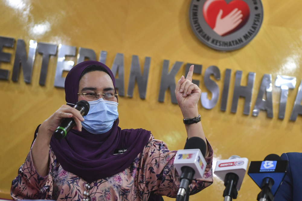 Datuk Halimah Mohamed Sadique speaks to the media after witnessing the signing of a note of cooperation between the Ministry of National Unity and the Ministry of Health in Putrajaya, March 31, 2021. u00e2u20acu201d Bernama pic 