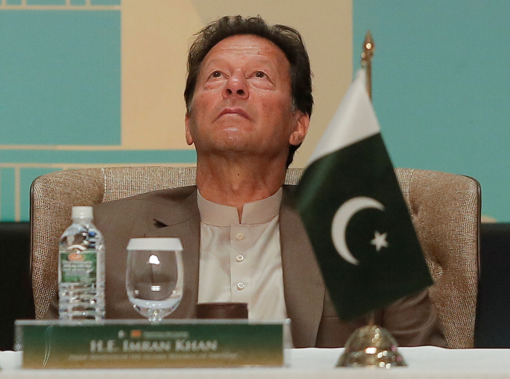 Pakistanu00e2u20acu2122s Prime Minister Imran Khan Khan looks on at the Trade and Investments conference during his two-day visit in Colombo, Sri Lanka February 24, 2021. u00e2u20acu201d Reuters picnnnn