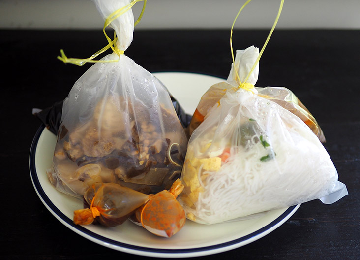 As the noodles are separated from the broths, heat them up to enjoy a piping hot meal.