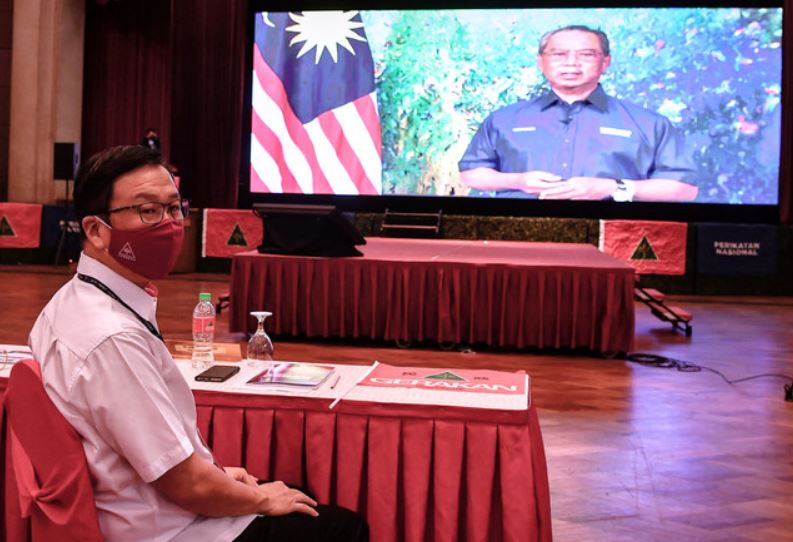 Gerakan Rakyat Malaysia (Gerakan) President Datuk Dominic Lau Hoe Chai following virtually a speech by Prime Ministeri Tan Sri Muhyiddin Yassin at the partyu00e2u20acu2122s National Delegates Conference Kuala Lumpur March 13, 2021. u00e2u20acu201d  Bernama picnn