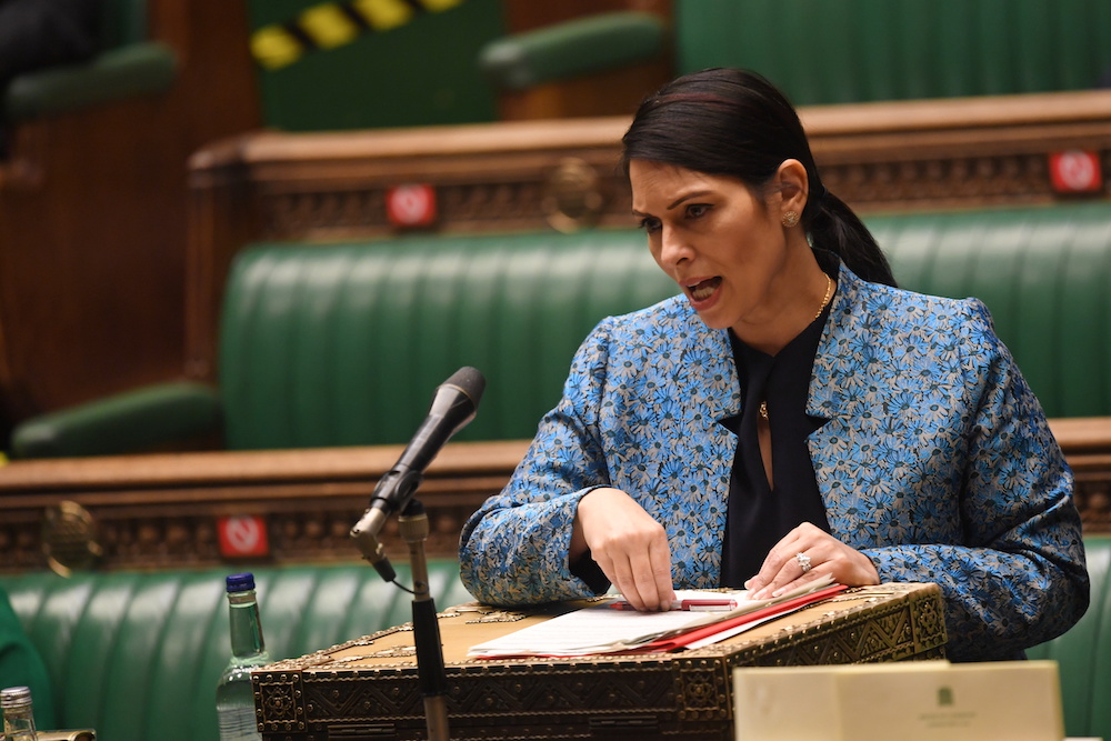 Britainu00e2u20acu2122s Secretary of State for the Home Department Priti Patel speaks during a parliament session at the House of Commons in London, Britain March 15, 2021. u00e2u20acu201d Reuters pic