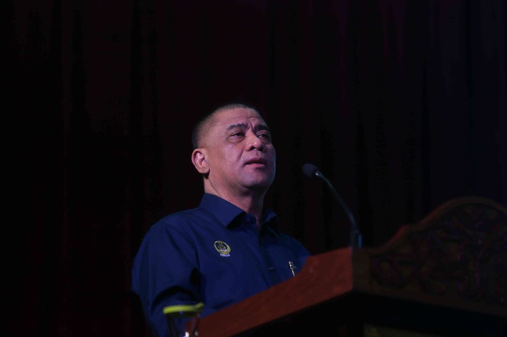 Mentri Besar Datuk Saarani Mohamad delivers a speech at the launch of the Perak Development Plan Roadmap at the State Secretariat Building in Ipoh March 29, 2021. u00e2u20acu201d Picture by Farhan Najib
