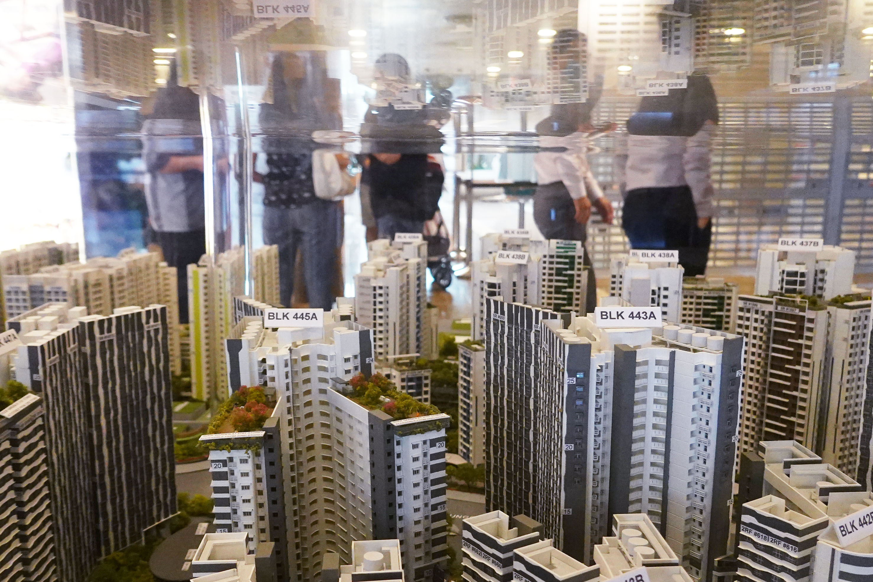 A scale model of an HDB development in Punggol seen at HDB Hub on March 10, 2021. The development will include two-room flats for singles. — Photo by  Raj Nadarajan for TODAY