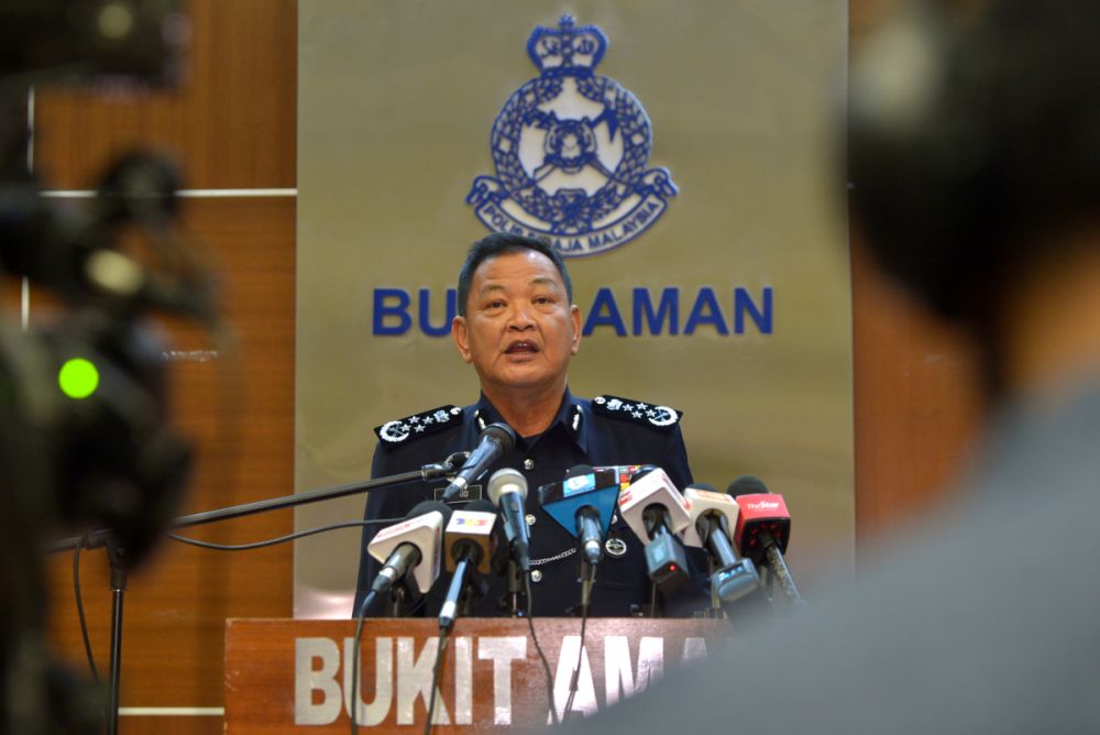 Inspector-General of Police Tan Sri Abdul Hamid Bador speaks during a press conference at Bukit Aman March 11, 2021. u00e2u20acu201d Picture by Miera Zulyana