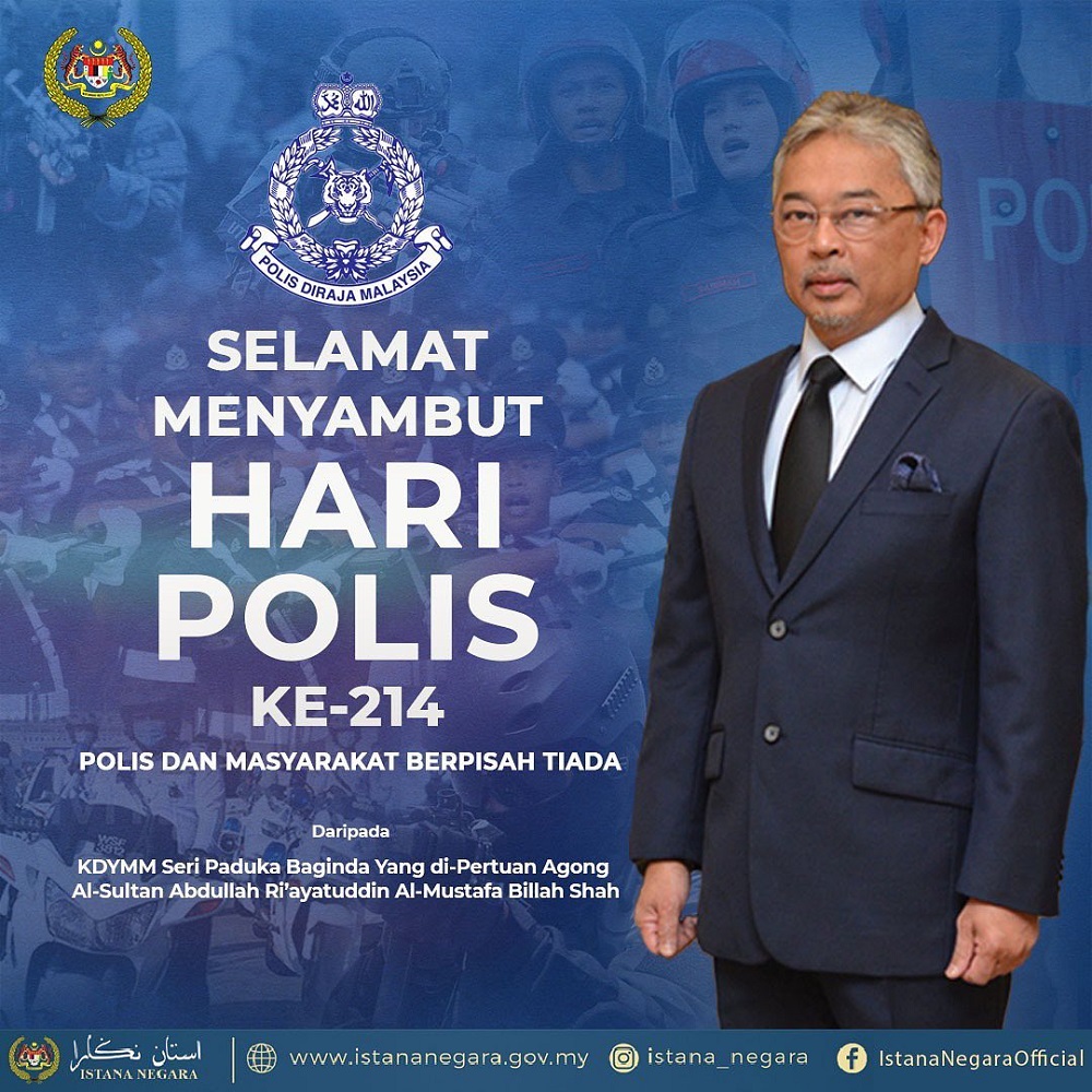 A screenshot of Yang di-Pertuan Agong Al-Sultan Abdullah Ri'ayatuddin Al-Mustafa Billah Shahu00e2u20acu2122s wishes on Istana Negarau00e2u20acu2122s official Facebook page.