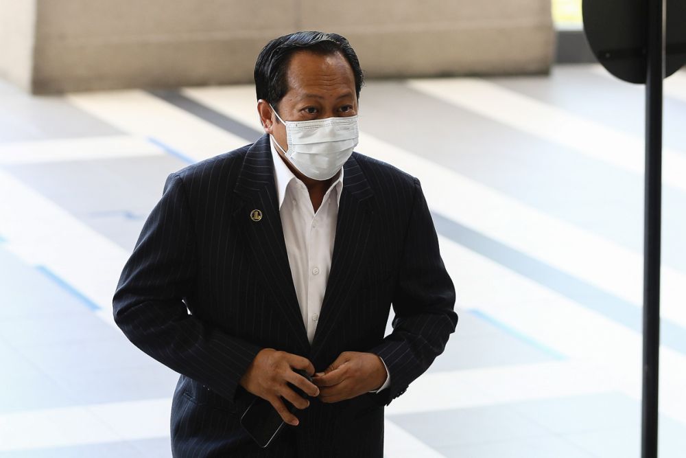 Umno secretary-general Datuk Seri Ahmad Maslan is pictured at the Kuala Lumpur High Court March 11, 2021. u00e2u20acu201d Picture by Yusof Mat isann
