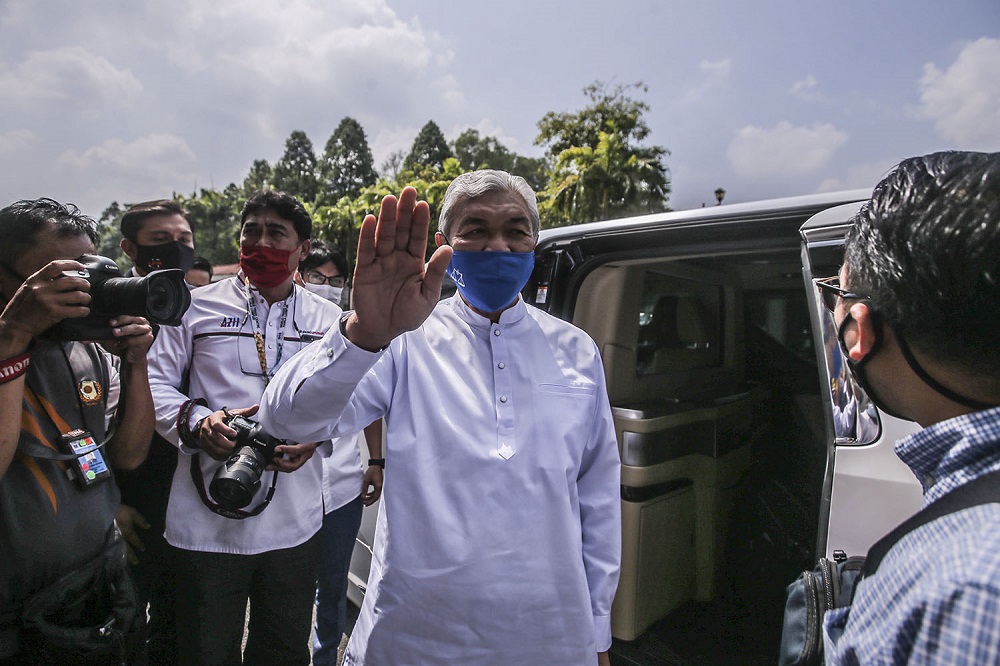 Former deputy prime minister Datuk Seri Ahmad Zahid Hamidi is pictured at the Kuala Lumpur Court Complex March 19, 2021. u00e2u20acu2022 Photo by Hari Anggara