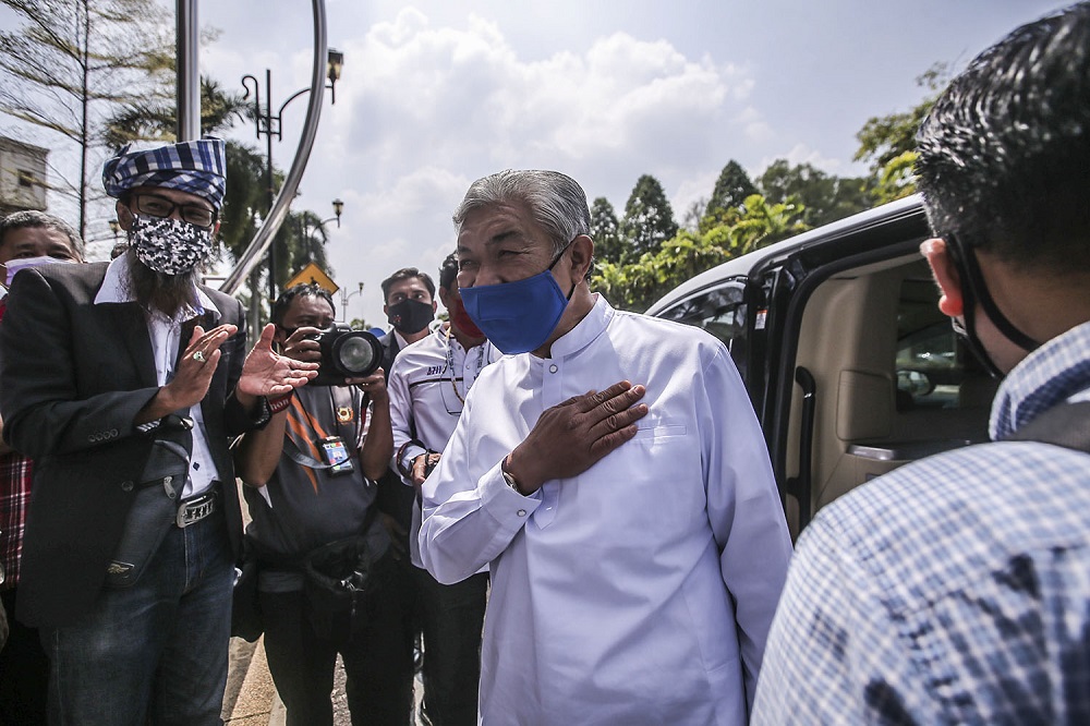 Former deputy prime minister Datuk Seri Ahmad Zahid Hamidi is pictured at the Kuala Lumpur Court Complex March 19, 2021. u00e2u20acu2022 Photo by Hari Anggara