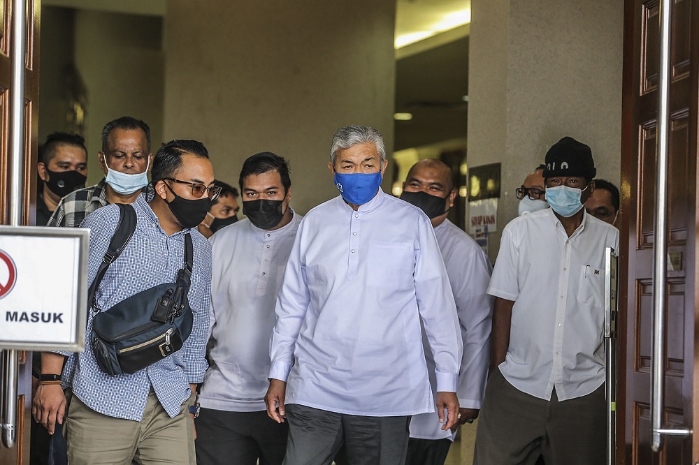 Former deputy prime minister Datuk Seri Ahmad Zahid Hamidi is pictured at the Kuala Lumpur Court Complex March 19, 2021. u00e2u20acu2022 Photo by Hari Anggara