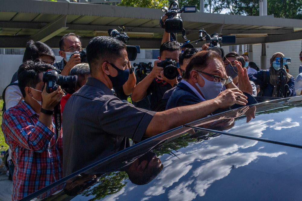 Datuk Seri Anwar Ibrahim is pictured at the MACC headquarters in Putrajaya March 22, 2021. u00e2u20acu201d Picture by Shafwan Zaidon