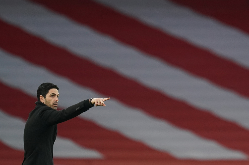 Arsenal manager Mikel Arteta gestures on the touchline during the English Premier League football match between Arsenal and Manchester City at the Emirates Stadium in London February 21, 2021. u00e2u20acu201d AFP pic 