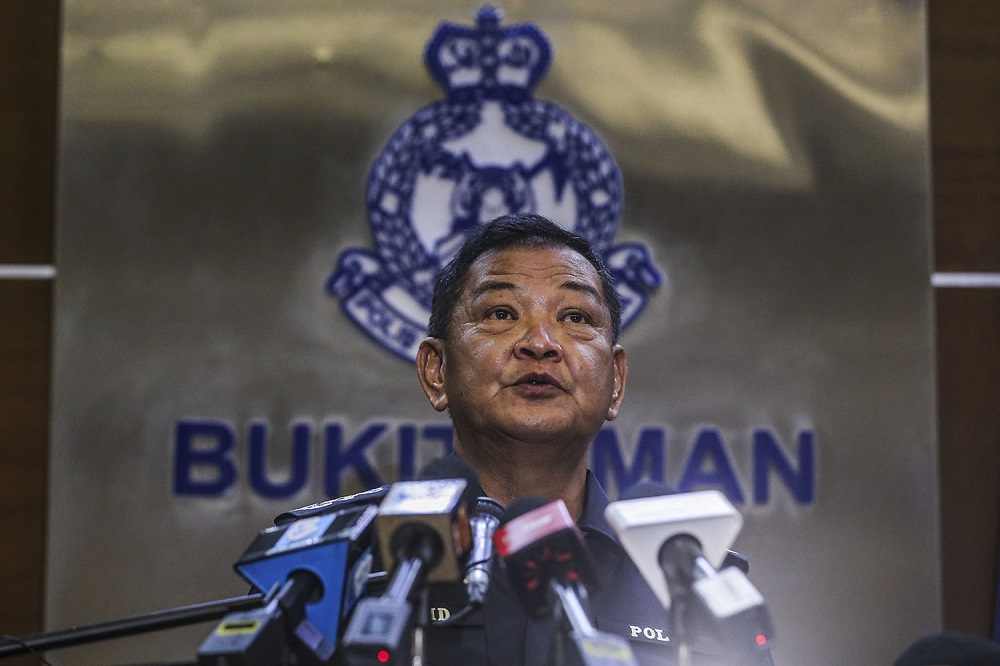 Inspector-General of Police Tan Sri Abdul Hamid Bador speaks during a press conference at the Bukit Aman headquarters in Kuala Lumpur March 23, 2021. u00e2u20acu2022 Picture by Hari Anggara