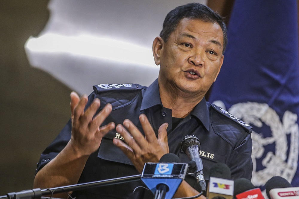 Inspector-General of Police Tan Sri Abdul Hamid Bador speaks during a press conference at the Bukit Aman headquarters in Kuala Lumpur March 23, 2021. u00e2u20acu2022 Picture by Hari Anggara