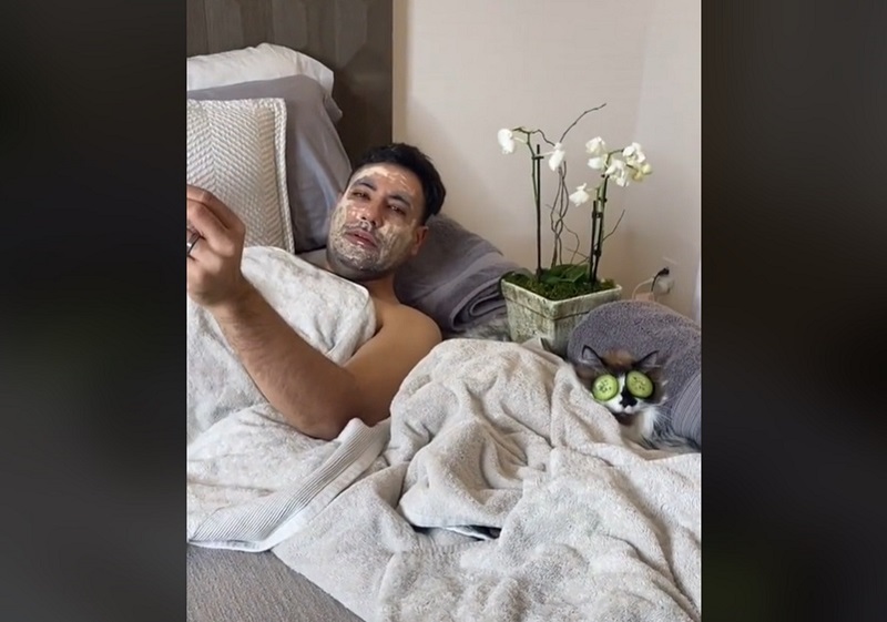 The cats joined in on their owner’s home spa session that has now gone viral on social media. ― Screengrab via TikTok/@dontstopmeowing