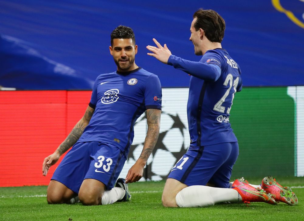 Chelsea's Emerson celebrates scoring their second goal against Atletico Madrid with Ben Chilwell at Stamford Bridge, London March 17, 2021. u00e2u20acu201d Reuters pic
