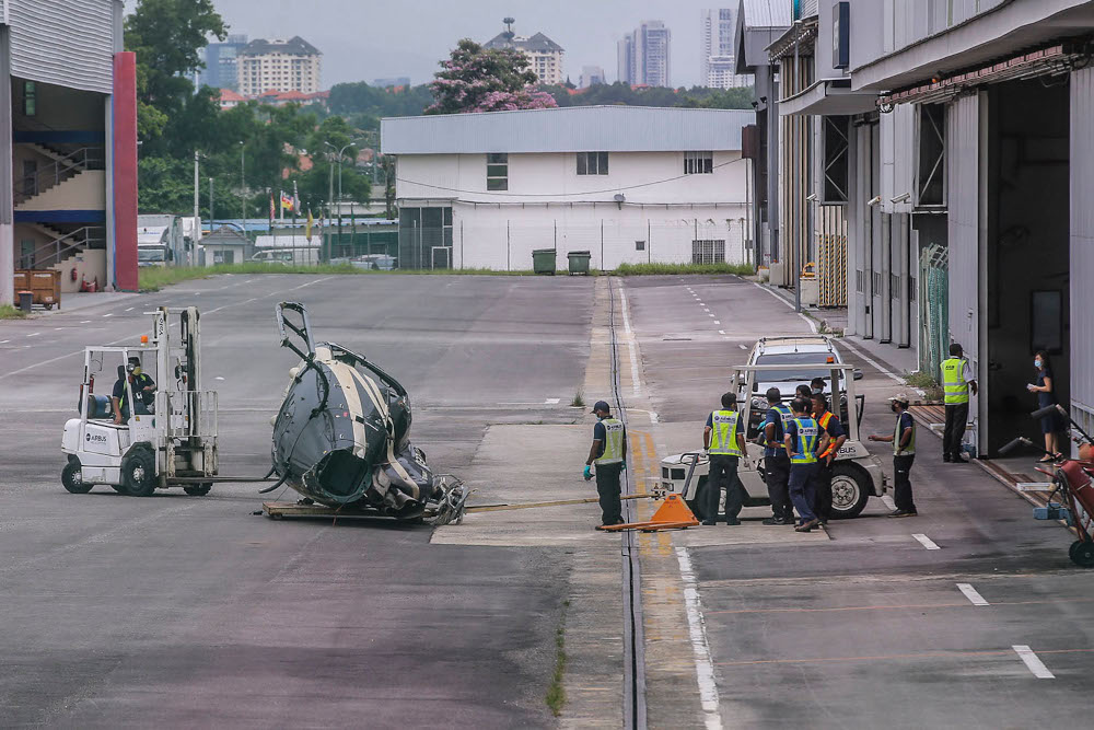 Malaysiau00e2u20acu2122s Civil Aviation Authority confirmed that the Airbus H125 helicopter carrying five passengers crashed at Selangoru00e2u20acu2122s Subang Airport, March 24, 2021. u00e2u20acu2022 Picture by Hari Anggara