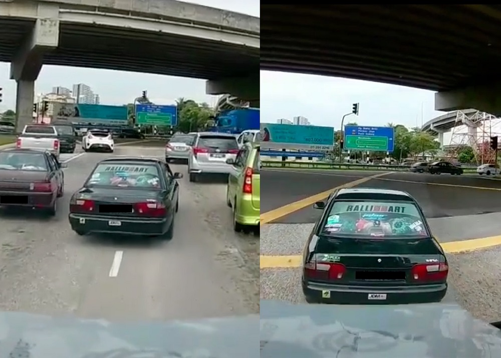 The incident reportedly took place at an intersection in Johor Baru. u00e2u20acu201d Screengrabs via TikTok/wawan0405