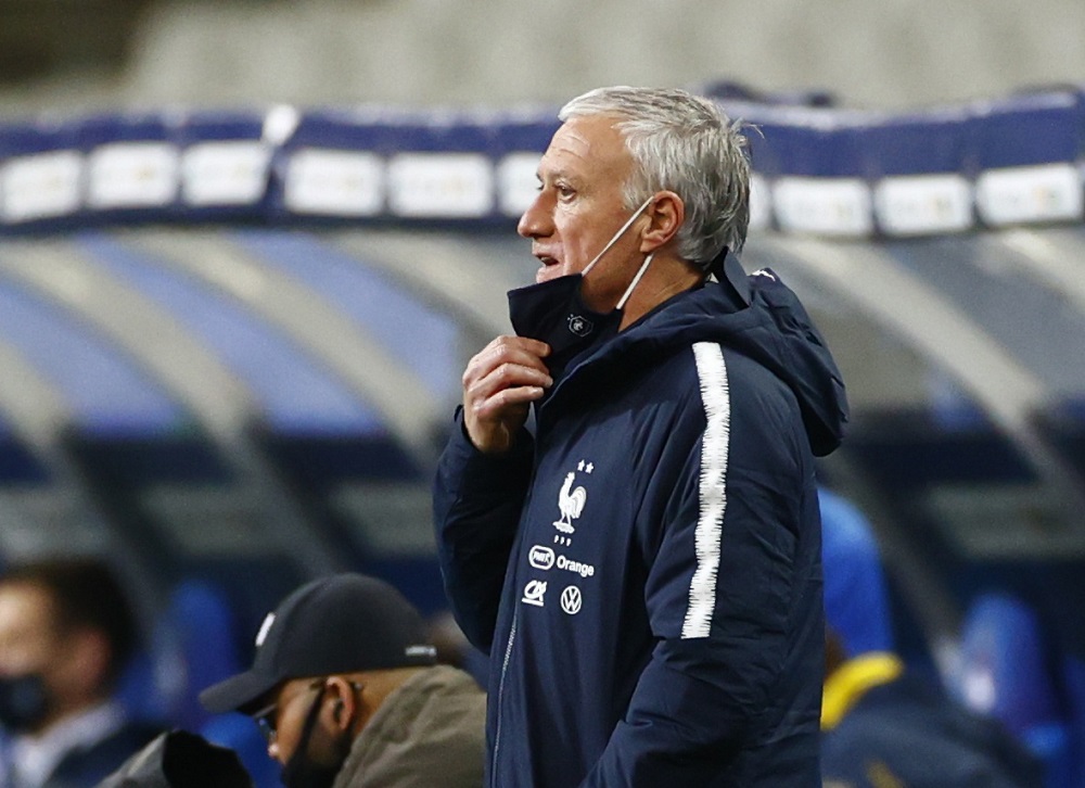 France coach Didier Deschamps reacts during the match against Ukraine March 25, 2021. u00e2u20acu2022 Reuters pic