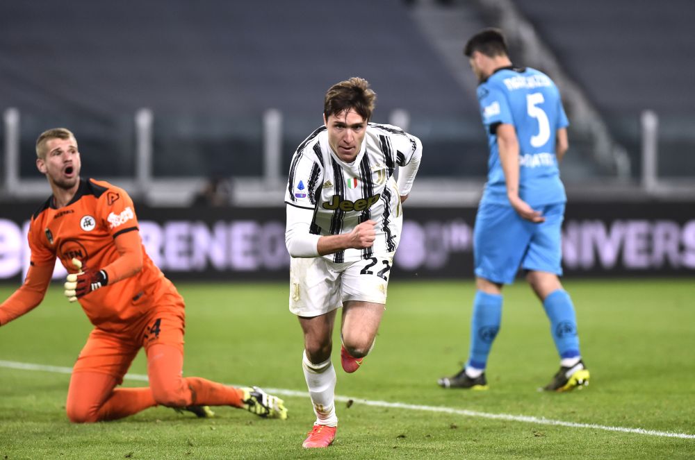 Juventus' Federico Chiesa celebrates scoring their second goal against Spezia at the Allianz Stadium in Turin March 2, 2021. u00e2u20acu201d Reuters pic