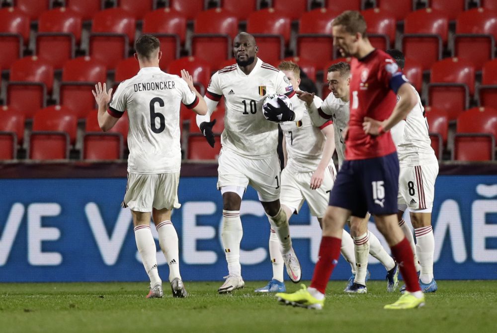 Belgium's Romelu Lukaku celebrates scoring their first goal against Czech Republic at the Eden Arena, Prague March 27, 2021. u00e2u20acu201d Reuters pic