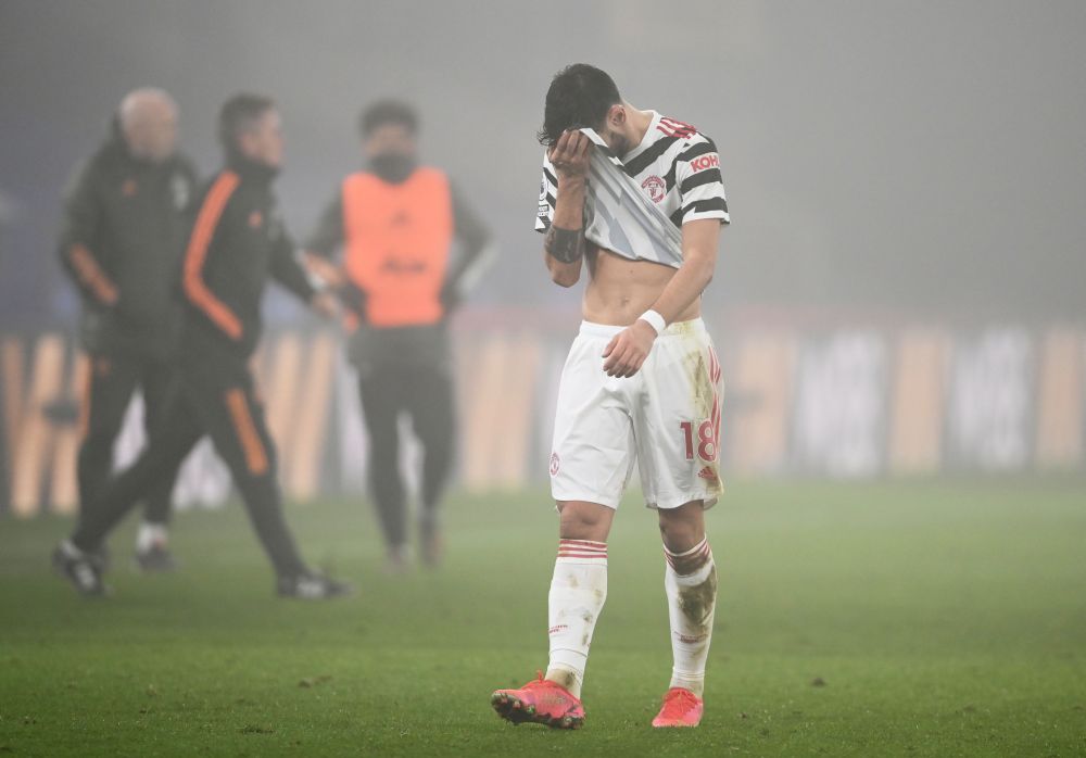 Manchester United's Bruno Fernandes looks dejected after the match against Crystal Palace at Selhurst Park, London March 3, 2021. u00e2u20acu201d Reuters pic