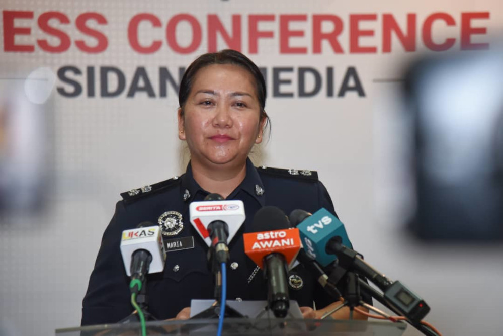 Supt Maria anak Rasid says the female government servant made 20 transactions to transfer the over RM200,000 to the accounts of the bogus doctor, March 24, 2021. u00e2u20acu201d Picture courtesy of Information Departmentnn