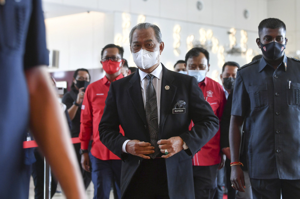 Prime Minister Tan Sri Muhyiddin Yassin, who is also the Parti Pribumi Bersatu Malaysia (Bersatu) President upon arrival to chair a Bersatu supreme council meeting in Putrajaya, March 4, 2021. u00e2u20acu201d Bernama pic 
