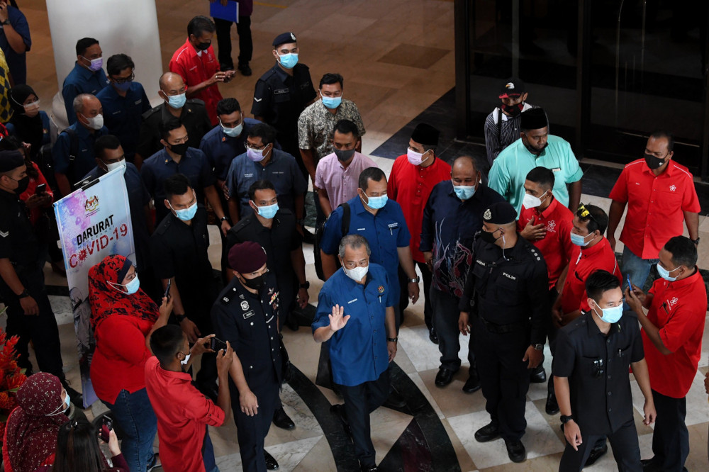 Prime Minister Tan Sri Muhyiddin Yassin after the closed-door meeting with the Perlis Perikatan Nasional (PN) Liaison Committee in Kangar, March 5, 2021. u00e2u20acu201d Bernama picnn