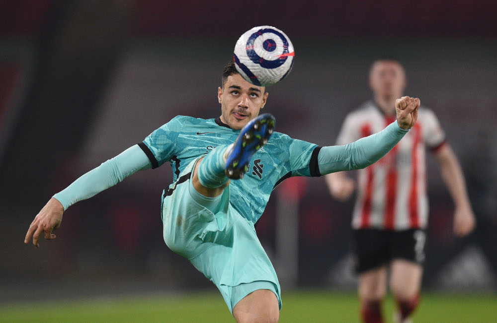 Liverpoolu00e2u20acu2122s Ozan Kabak in action during a match against Sheffield United at Bramall Lane, Sheffield, February 28, 2021. u00e2u20acu201d Reuters pic 