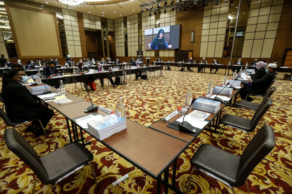 Bersatu assemblymen Dr Afif Bahardin, Zolkifly Md Lazim, Khaliq Mehtab Mohd Ishaq  and Zulkifli Ibrahim boycotted an engagement session for Penang lawmakers at the St Giles Wembley Hotel, George Town March 29, 2021. u00e2u20acu201d Picture by Sayuti Zainudin
