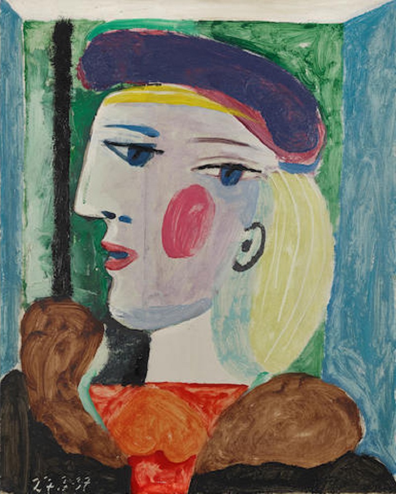 u00e2u20acu02dcFemme au Bu00c3u00a9ret Mauveu00e2u20acu2122 by Pablo Picasso is estimated to fetch between US$10 million and US$15 million. u00e2u20acu2022 Picture courtesy of 2021 Estate of Pablo Picasso / Artists Rights Society (ARS), New York via ETX Studio