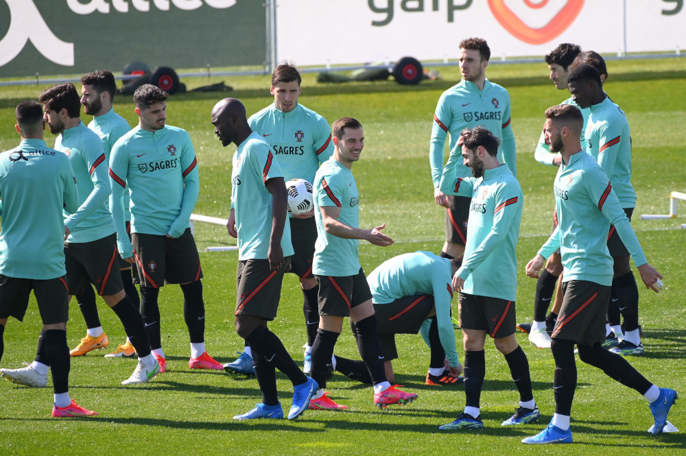 Portugalu00e2u20acu2122s players take part in a training session on the eve of the Fifa World Cup 2022 qualifying football match Portugal Vs Azerbaijan March 23, 2021 at the u00e2u20acu02dcJuventus Training Centreu00e2u20acu2122 in Turin. u00e2u20acu201d AFP pic 