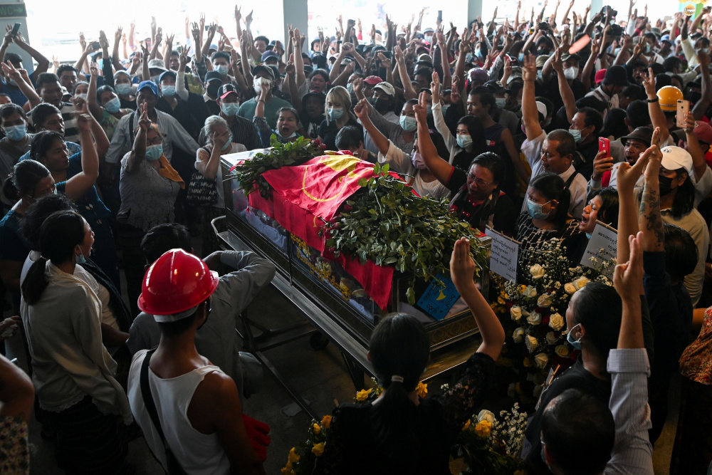People attend the funeral of victims shot dead during the anti-coup protest in Yangon March 5, 2021. u00e2u20acu201d Reuters pic