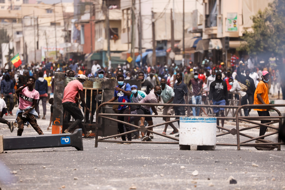Supporters of opposition leader Ousmane Sonko, who was arrested following sexual assault accusations, clash with security forces in Dakar, Senegal, March 5, 2021. u00e2u20acu201d Reuters pic