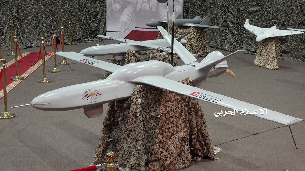 Drone aircrafts are put on display at an exhibition at an unidentified location in Yemen in this undated handout photo released by the Houthi Media Office July 9, 2019. u00e2u20acu201d Houthi Media Office pic via Reuters