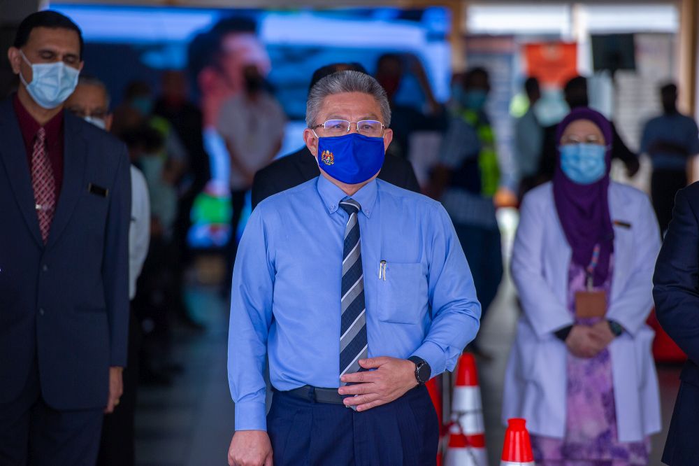 Minister of Health Datuk Seri Dr Adham Baba is pictured at a vaccination centre in Putrajaya March 17, 2021. u00e2u20acu201d Picture by Shafwan Zaidon
