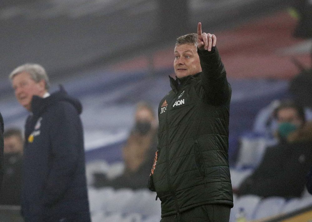 Manchester United manager Ole Gunnar Solskjaer reacts during the match against Crystal Palace at Selhurst Park, London March 3, 2021. u00e2u20acu201d Reuters pic