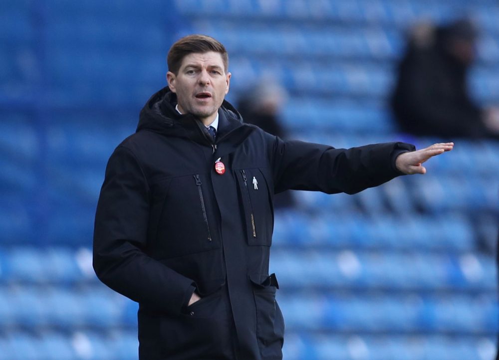 Rangers manager Steven Gerrard gestures to his players during the match against Celtic at the Ibrox, Glasgow January 2, 2021. u00e2u20acu201d Reuters picnn