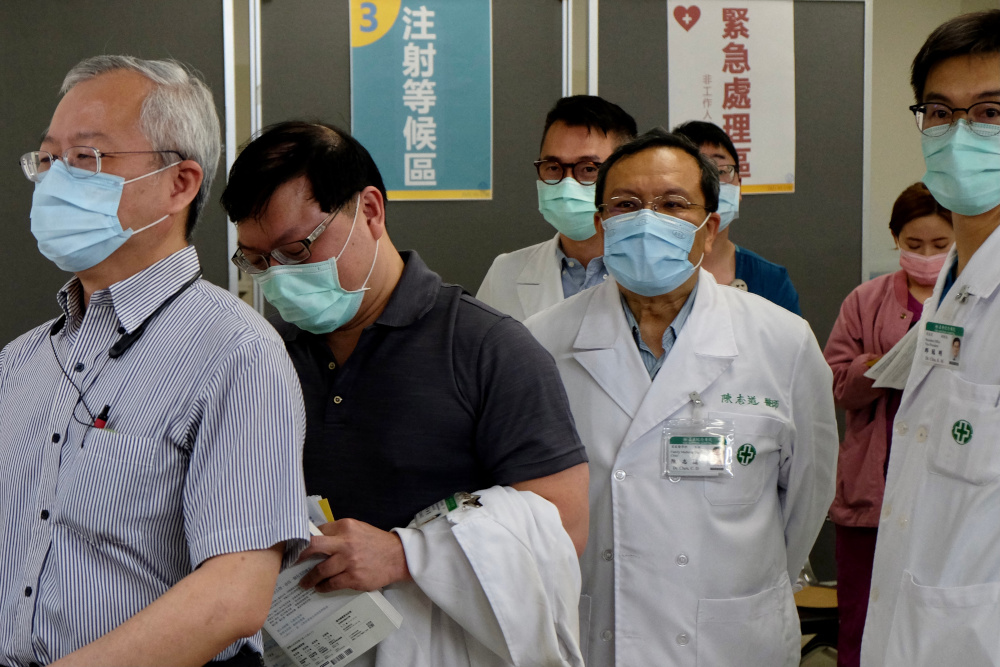 Medical staff line up for the vaccines against Covid-19 coronavirus at the Far Eastern Memorial Hospital in New Taipei City March 22, 2021. u00e2u20acu201d AFP picnn