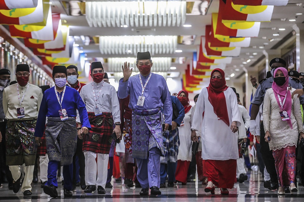 Umno deputy president Datuk Seri Mohamad Hasan arrives at the 2020 Umno annual general meeting in Kuala Lumpur March 27, 2021. u00e2u20acu2022 Picture by Hari Anggara